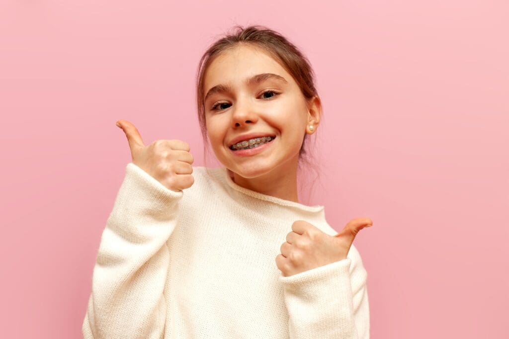 pink braces for kid