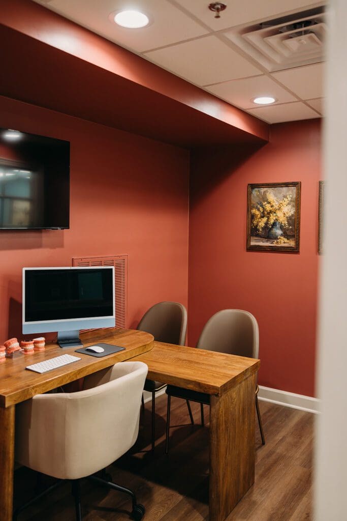 orthodontist desk and chairs